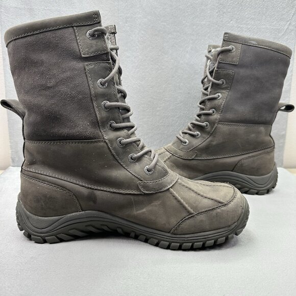 UGG Adirondack II Womens Size 10 Snow Boots Luxe Quilt Grey Leather Waterproof - Picture 5 of 8